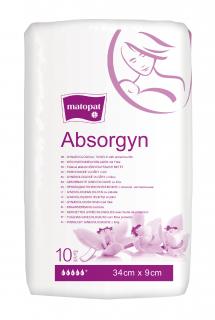Absorgyn popôrodné gynekologické vložky 34 cm x 9 cm s fóliou - 10 ks