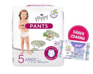 Bella Happy pants 5 junior - 22 ks (11-18 kg)  + Bella Happy Vlhčené ubrousky - 24 ks