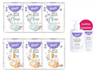 Bella Happy Soft & Delicate BigPack veľ. 1 (2-5kg) - 246 ks (3x82 ks) + Bella Happy Soft & Delicate BigPack veľ. 2 (3-6 kg) - 234 ks (3x78 ks)  +…