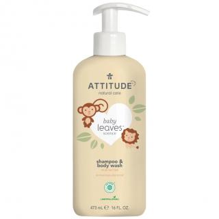 Detské telové mydlo a šampón (2v1) ATTITUDE Baby leaves s vôňou hruškovej šťavy - 473 ml