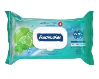 Freshmaker antibakteriálne vlhčené obrúsky na ruky a telo Lime&Mint - 120 ks Farba: s limetkou