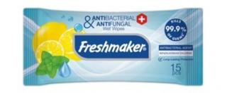 Freshmaker antibakteriálne vlhčené obrúsky na ruky a telo Lime&Mint - 15 ks Farba: Modré s citrónom