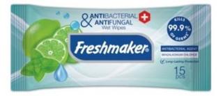 Freshmaker antibakteriálne vlhčené obrúsky na ruky a telo Lime&Mint - 15 ks Farba: Modré s limetkou