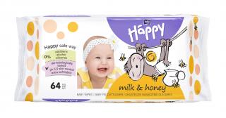 Happy Baby čistiace obrúsky mlieko a med - 64 ks