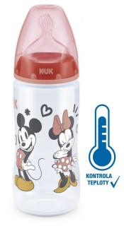 NUK FC+ fľaša s kontrolou teploty Mickey - 300 ml Farba: Červená