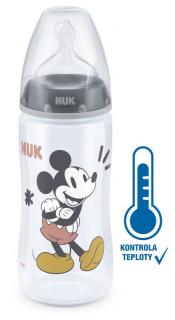 NUK FC+ fľaša s kontrolou teploty Mickey - 300 ml Farba: sivá