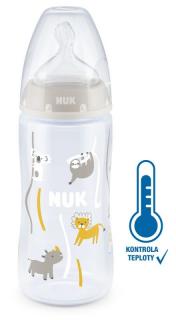 NUK FC+ fľaša s kontrolou teploty so cumlíkom Flow Control - 300 ml Farba: Béžová