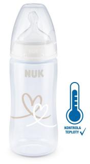 NUK FC+ fľaša s kontrolou teploty so cumlíkom Flow Control - 300 ml Farba: Biela