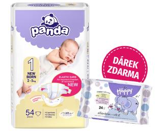 Panda Newborn - 54 ks (2-5 kg)  + Bella Happy Vlhčené ubrousky - 24 ks