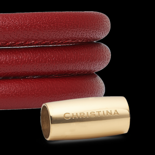 Červený kožený navinovací náramok Christina 6mm Veľkosť: 52 pre obvod zápästia 14cm