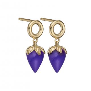 Pozlátené Strieborné náušnice Christina Purple Chalcedony