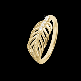 Pozlátený strieborný prsteň Christina Feather Veľkosť: UK J, EUR 49