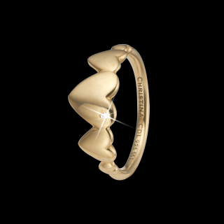 Pozlátený Strieborný prsteň Christina Hearts For Ever Veľkosť: UK J, EUR 49