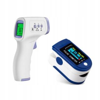 Thermometer Prstový pulzný oximeter LCD 13583 + Bezkontaktný lekársky teplomer s LCD displejom
