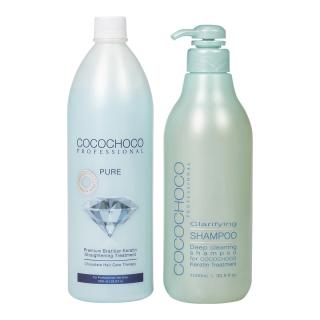Brazílsky keratín Pure 1000 ml + čistiaci šampón 1000 ml COCOCHOCO Professional (SET 18)