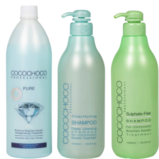 Brazílsky Keratín Pure 1000ml+čistiaci šampón 1000ml+Bezsulfátový šampón 1000ml (COCOCHOCO Professional)