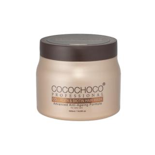 Kolagénová vlasová maska s biotínom s anti-aging účinkami 500 ml | COCOCHOCO® (S anti-aging účinkami, posilňuje a zvyšuje elasticitu. Obohatená o kofeín, kolagén a biotín)