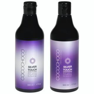 Sada Anti-Yellow bezsulfátový šampón  kondicionér Silver Touch 2x 500ml COCOCHOCO (Špeciálne vyvinutý tak, aby odstraňoval nežiadúce žlté tóny)