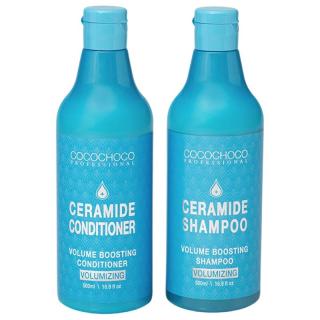 Sada COCOCHOCO Ceramide kondicionér  šampón pre objem vlasov 2x 500ml (Okamžite zmäkčuje vlasy, pomáha zvyšovať hladinu hydratácie a vlasy sú tak elegantné a lesklé a jemné na dotyk)