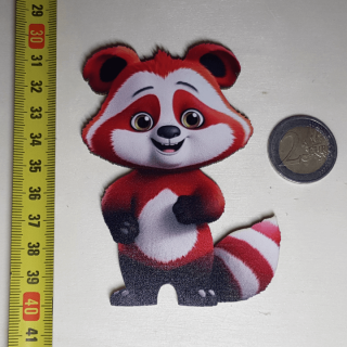 Panda červená - Drevená magnetka - CoolArts Výška magnetky: 10 cm