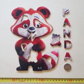 Panda červená - Séria Abeceda - Drevené puzzle