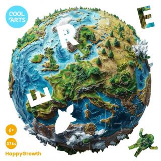 Zem Europa - HappyGrowth (37 ks) - Drevené puzzle