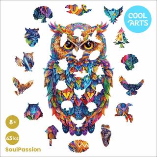 Žiarivá sova - SoulPassion (63 ks) - Drevené puzzle