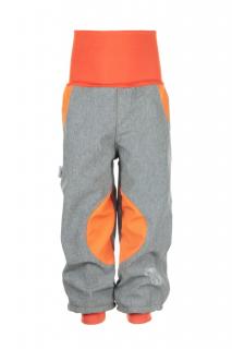 Zateplené softshellové nohavice Šedo-oranžové Veľkosť: 104