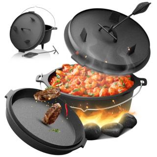 Broil-master® Liatinový kotlík s nožičkami, 9 L, čierny