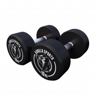 Gorilla Sports Guľaté jednoručné činky, gumové, 2 x 10 kg