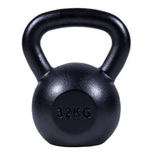 Gorilla Sports Kettlebell činka, liatinová, čierna, 32 kg