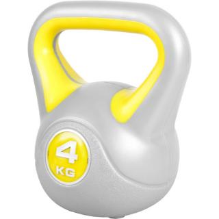 Gorilla Sports Kettlebell činka, vinylová, žltá, 4 kg