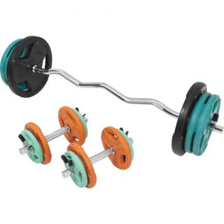 Gorilla Sports Set nakladacích tyčí + závažia, pružiny, 70 kg