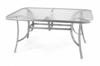 Moderný záhradný sklenený stôl Garth, oceľové nohy, doska sklo