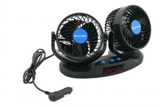 Ventilátor MITCHELL DUO na palubnú dosku s teplomerom - 12 V