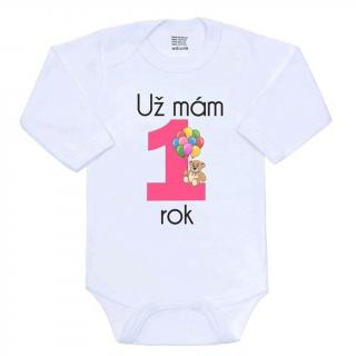 Body s potlačou New Baby Už mám 1 rok ružové 80 (9-12m)