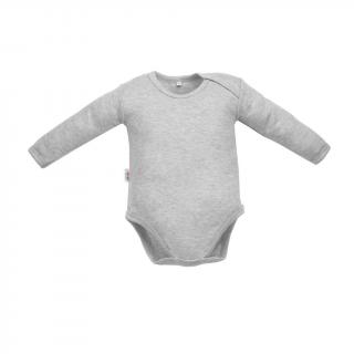 Dojčenské bavlnené body s dlhým rukávom New Baby Pastel sivý melír 74 (6-9m)