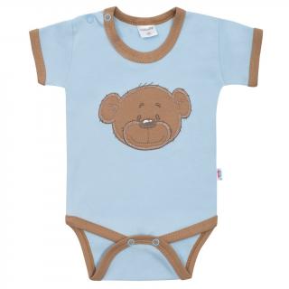 Dojčenské bavlnené body s krátkym rukávom New Baby BrumBrum blue brown 80 (9-12m)