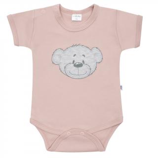 Dojčenské bavlnené body s krátkym rukávom New Baby BrumBrum old pink 80 (9-12m)