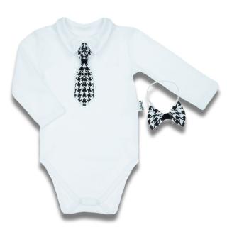 Dojčenské bavlnené body s motýlikom a kravatou Nicol Viki 86 (12-18m)