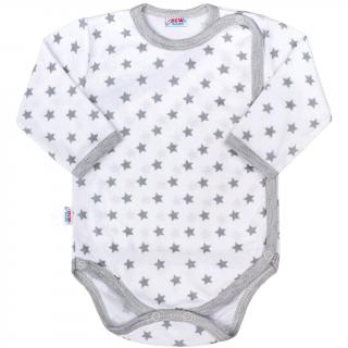 Dojčenské body celorozopínacie New Baby Classic II sivé s hviezdičkami 62 (3-6m)