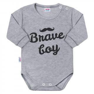 Dojčenské body s dlhým rukávom New Baby Brave boy sivé 86 (12-18m)