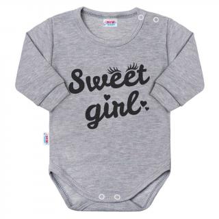 Dojčenské body s dlhým rukávom New Baby Sweet girl sivé 56 (0-3m)