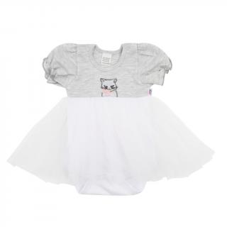 Dojčenské body s tylovou sukienkou New Baby Wonderful sivé 56 (0-3m)