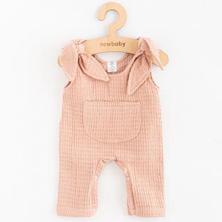 Dojčenské mušelínové zahradníčky New Baby Comfort clothes ružová 86 (12-18m)