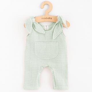 Dojčenské mušelínové zahradníčky New Baby Comfort clothes šalviová 56 (0-3m)