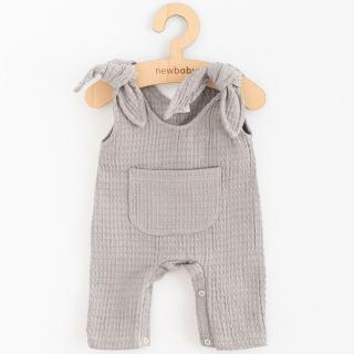 Dojčenské mušelínové zahradníčky New Baby Comfort clothes sivá 62 (3-6m)