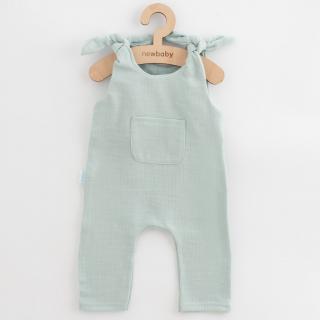 Dojčenské mušelínové zahradníčky New Baby Soft dress mätová 74 (6-9m)
