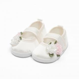 Dojčenské saténové capačky New Baby Ivory Flowers 3-6 m 3-6 m