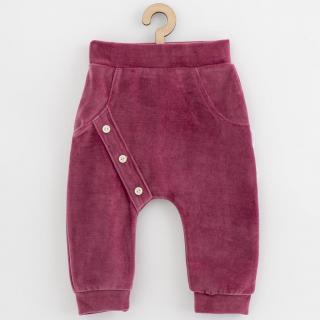 Dojčenské semiškové tepláky New Baby Suede clothes ružovo fialová 62 (3-6m)